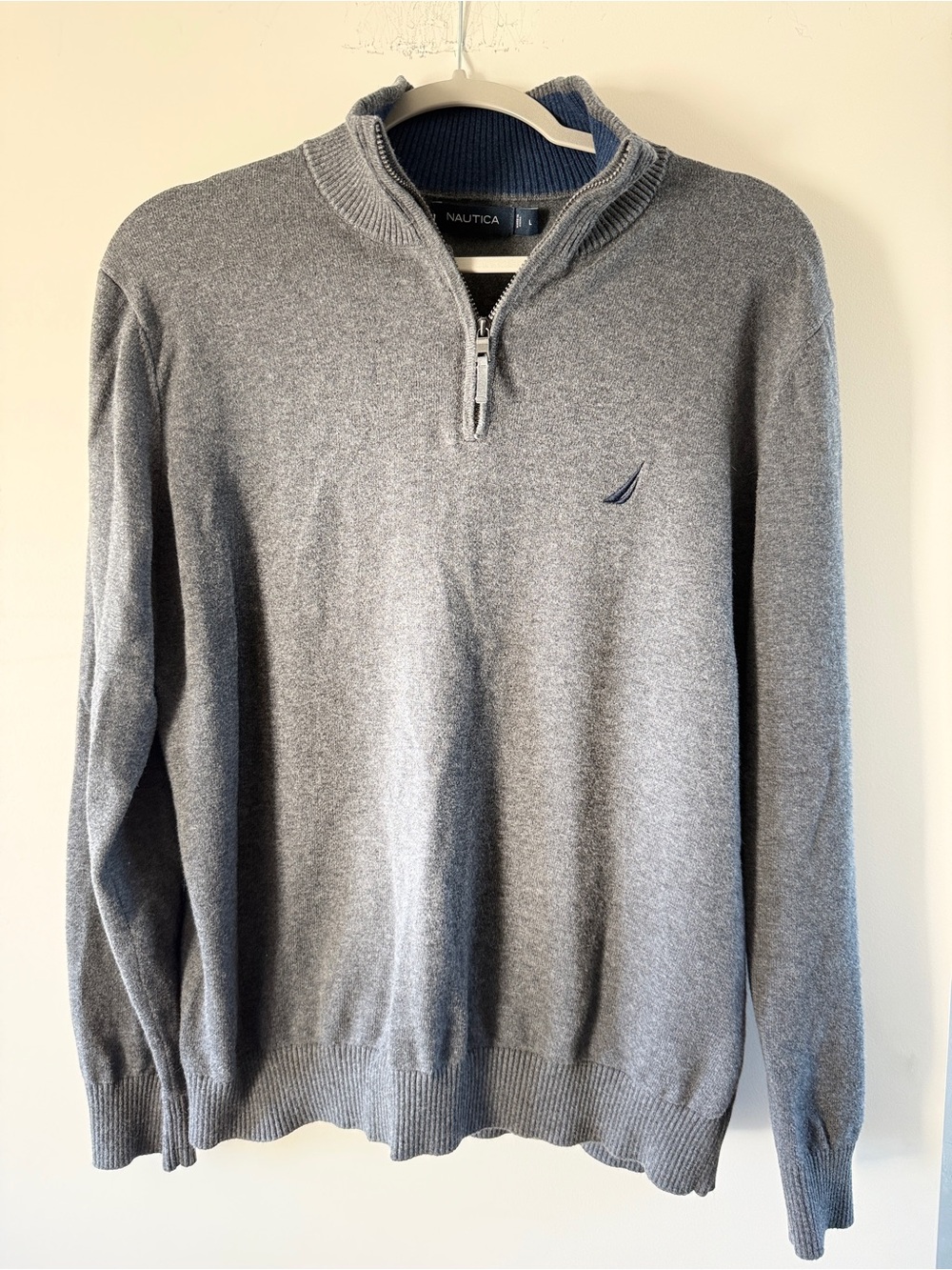 Nautica Men's Gray Quarter-Zip Sweater